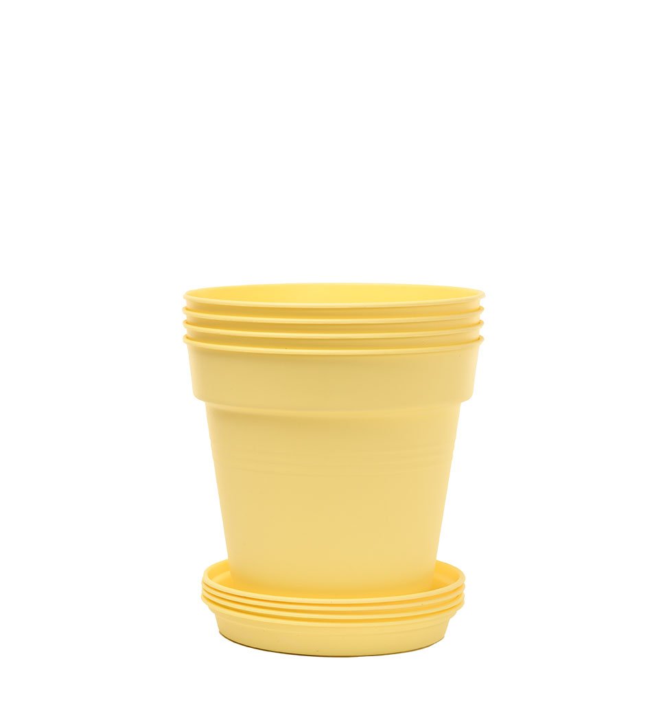 Pots de Jardin Rond avec plat circulaire (11cm, Lot de 4)