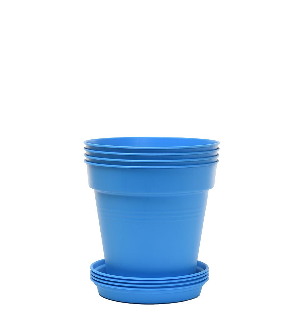 Pots de Jardin Rond avec plat circulaire (11cm, Lot de 4)