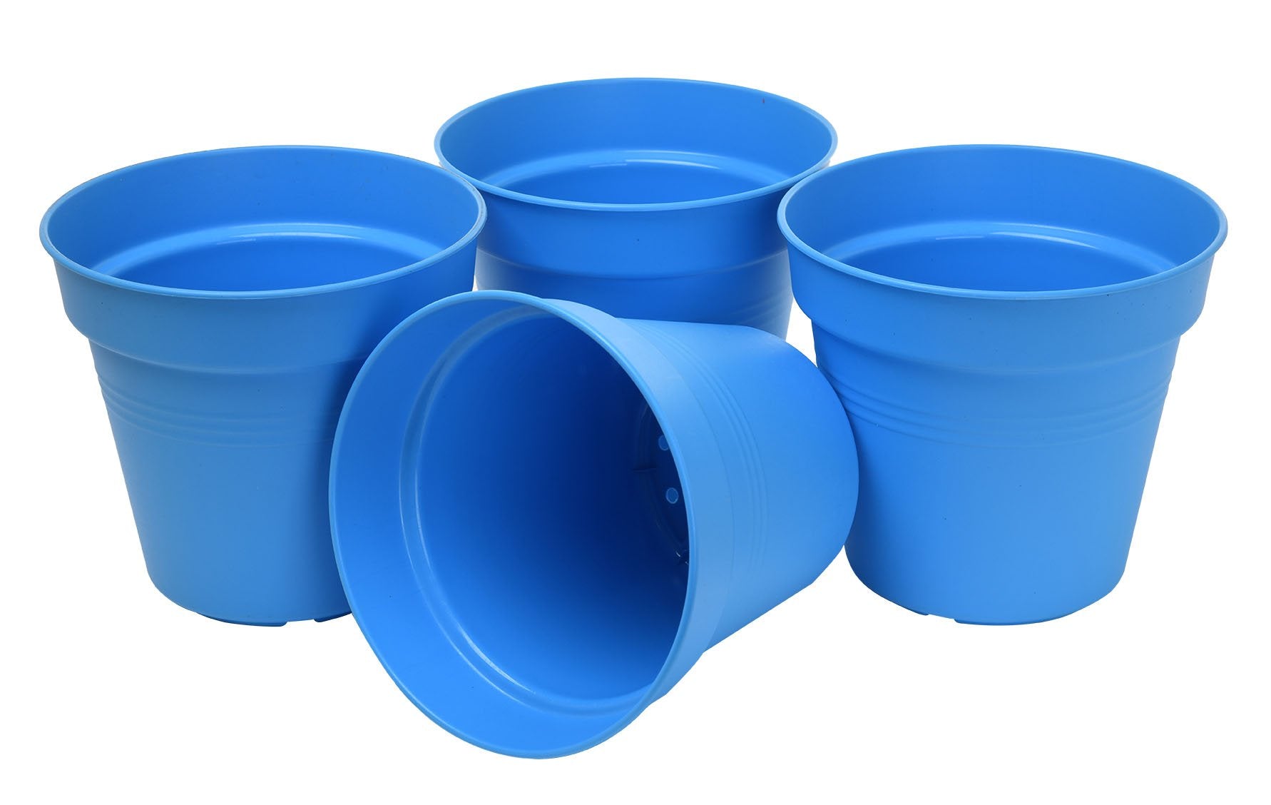 Pots de Jardin Rond avec plat circulaire (19 Cm, Lot de 4)