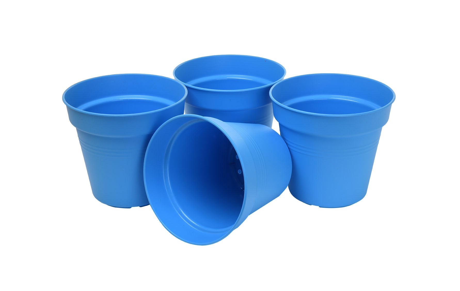 Pots de Jardin Rond avec plat circulaire (17cm, Lot de 4)