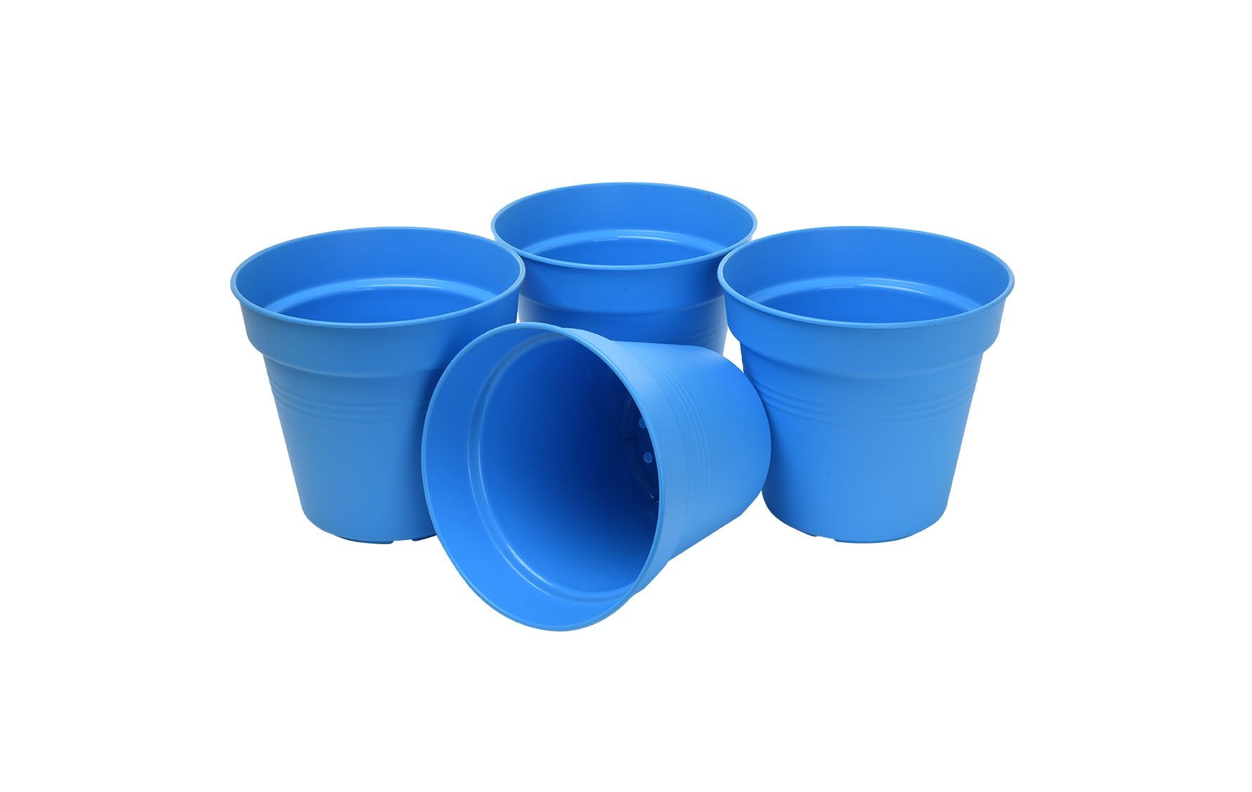 Pots de Jardin Rond avec plat circulaire (13cm, Lot de 4)