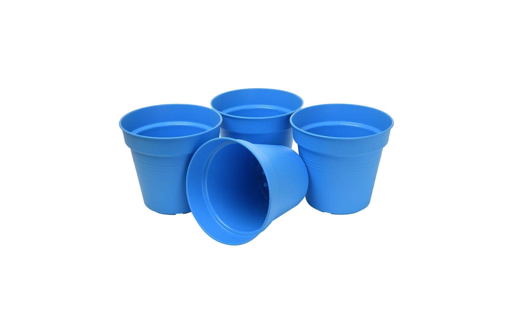 Pots de Jardin Rond avec plat circulaire (11cm, Lot de 4)
