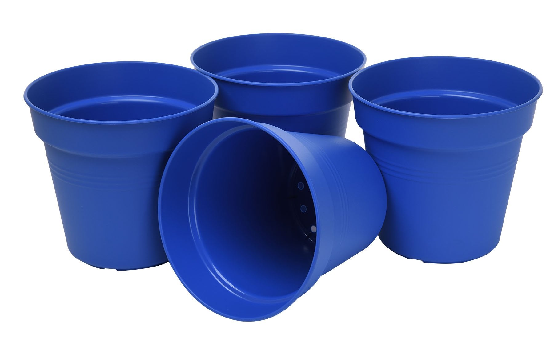Pots de Jardin Rond avec plat circulaire (19 Cm, Lot de 4)