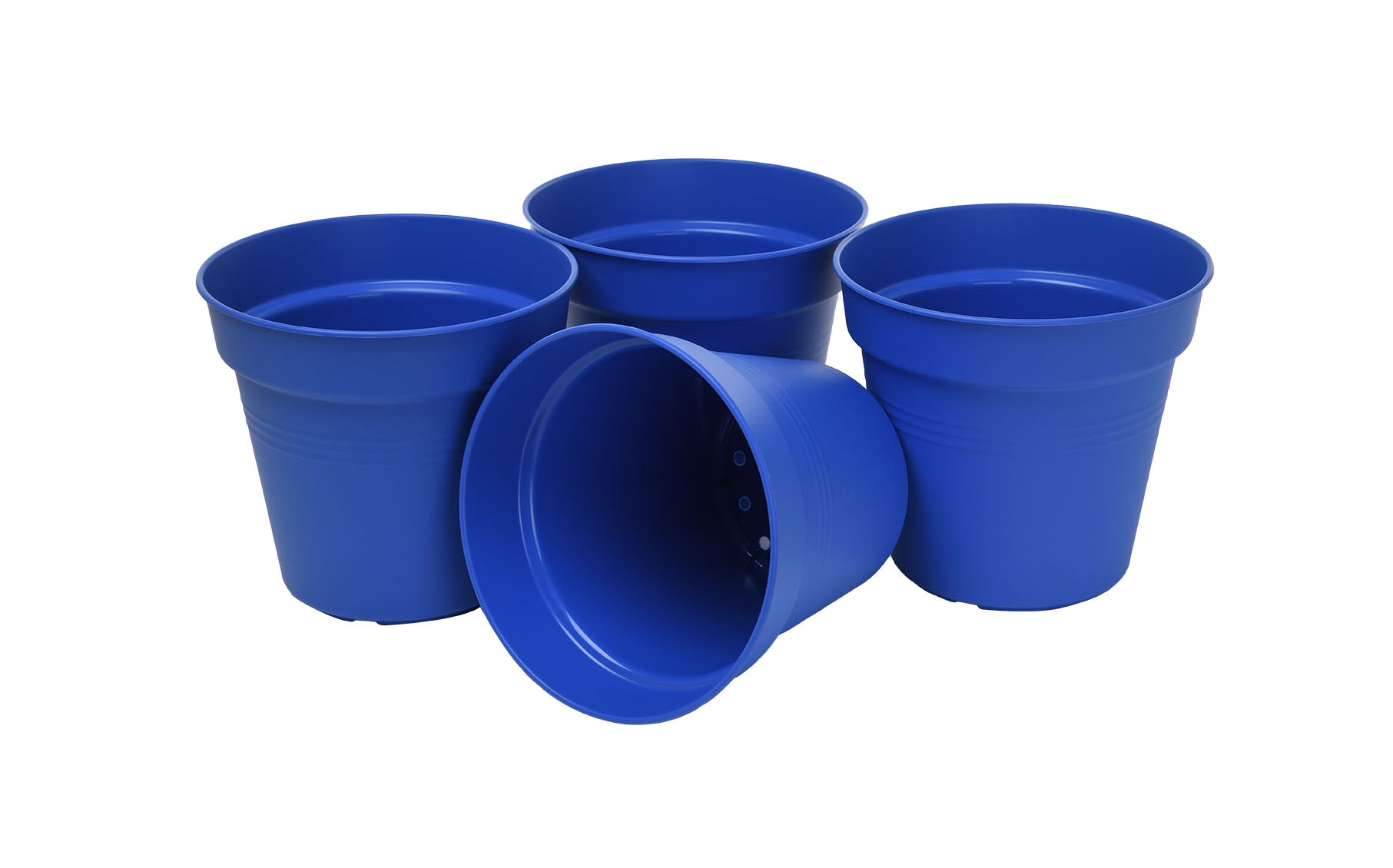Pots de Jardin Rond avec plat circulaire (15cm, Lot de 4)