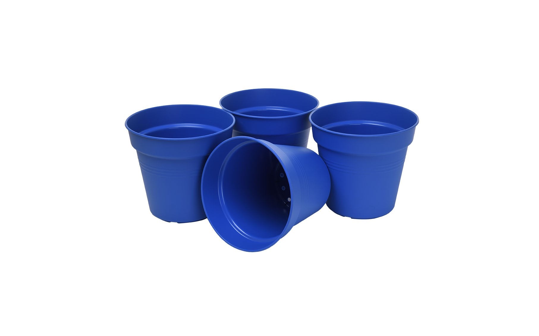 Pots de Jardin Rond avec plat circulaire (11cm, Lot de 4)