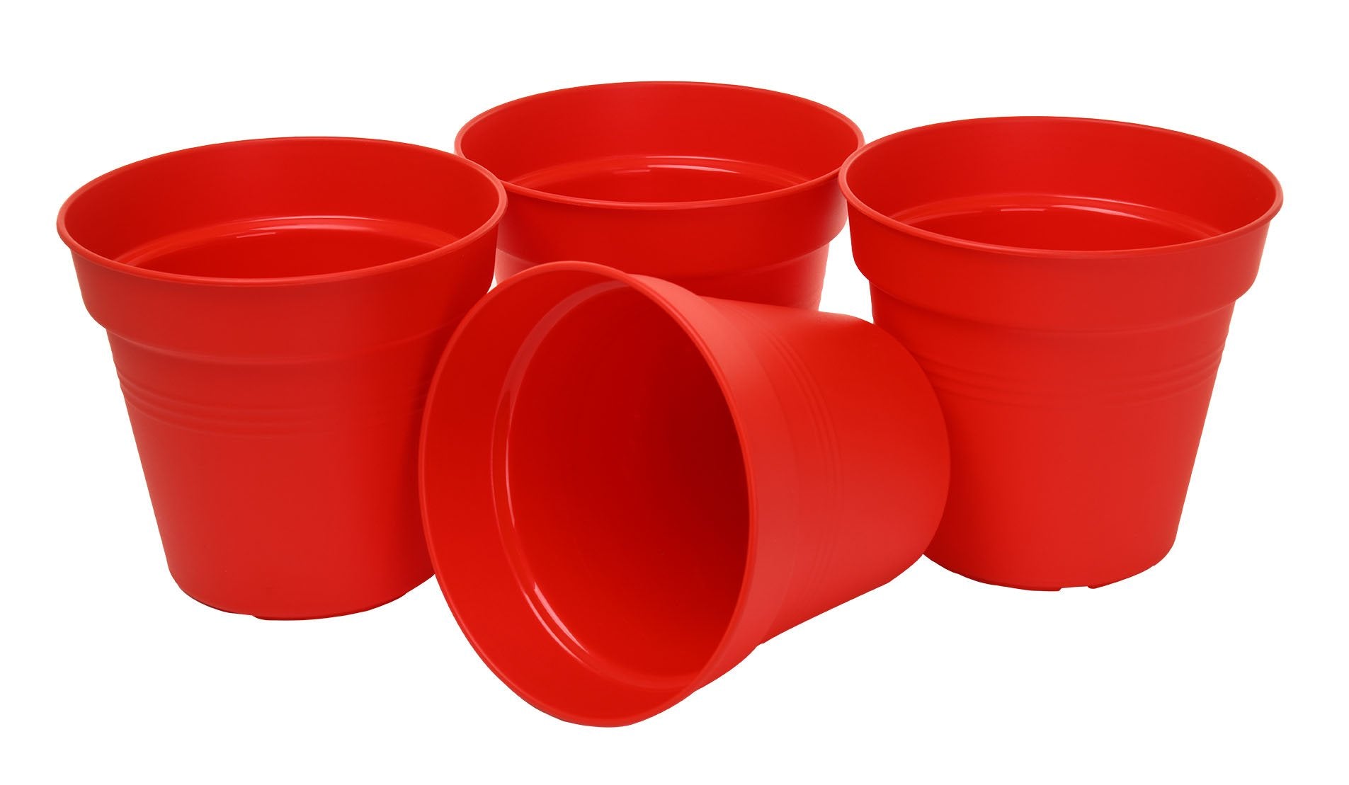 Pots de Jardin Rond avec plat circulaire (19 Cm, Lot de 4)