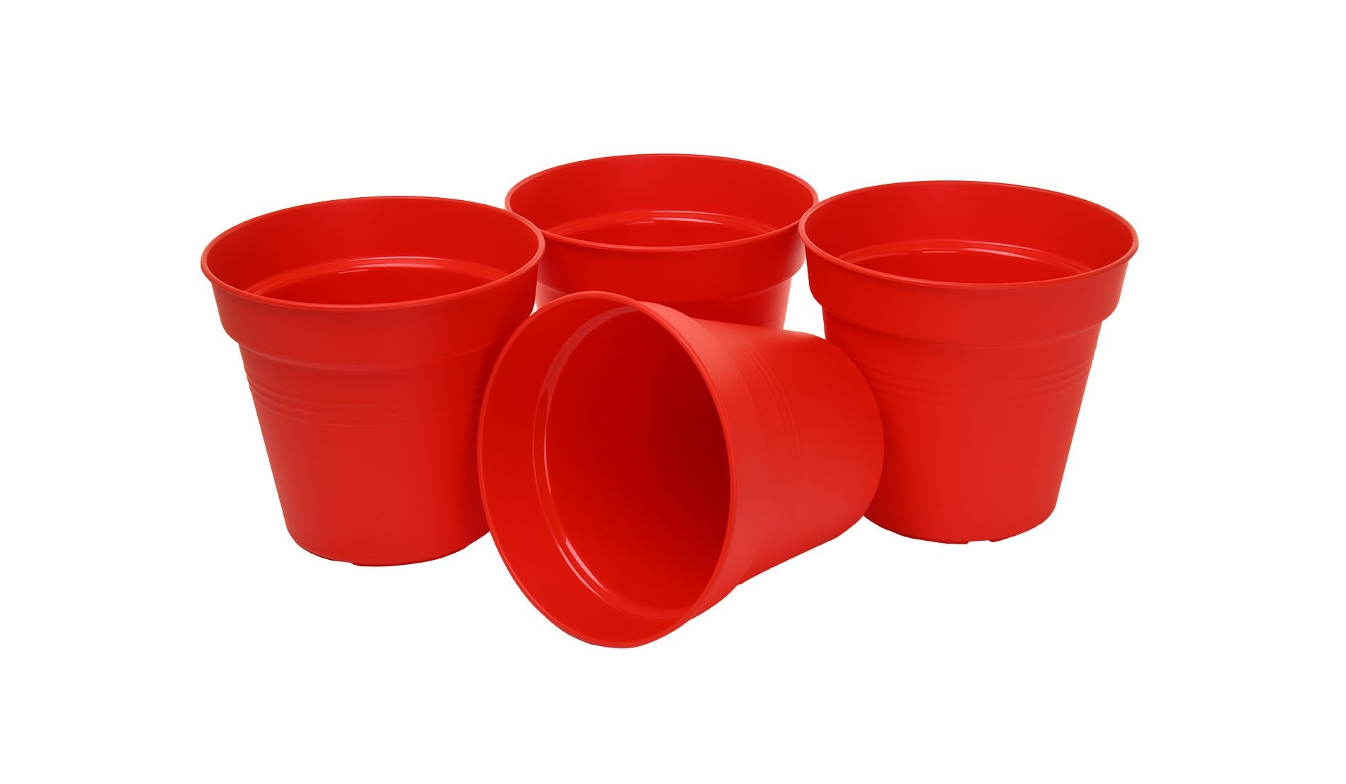 Pots de Jardin Rond avec plat circulaire (17cm, Lot de 4)
