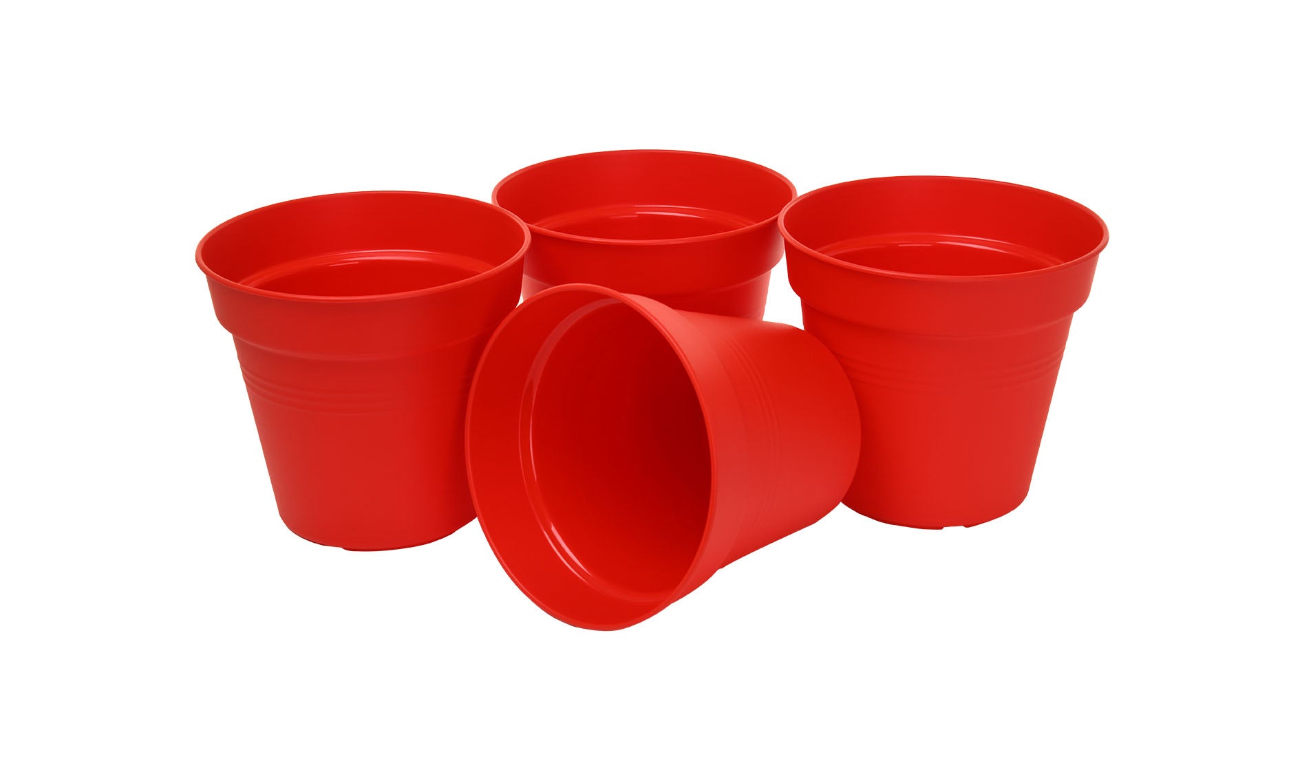 Pots de Jardin Rond avec plat circulaire (15cm, Lot de 4)