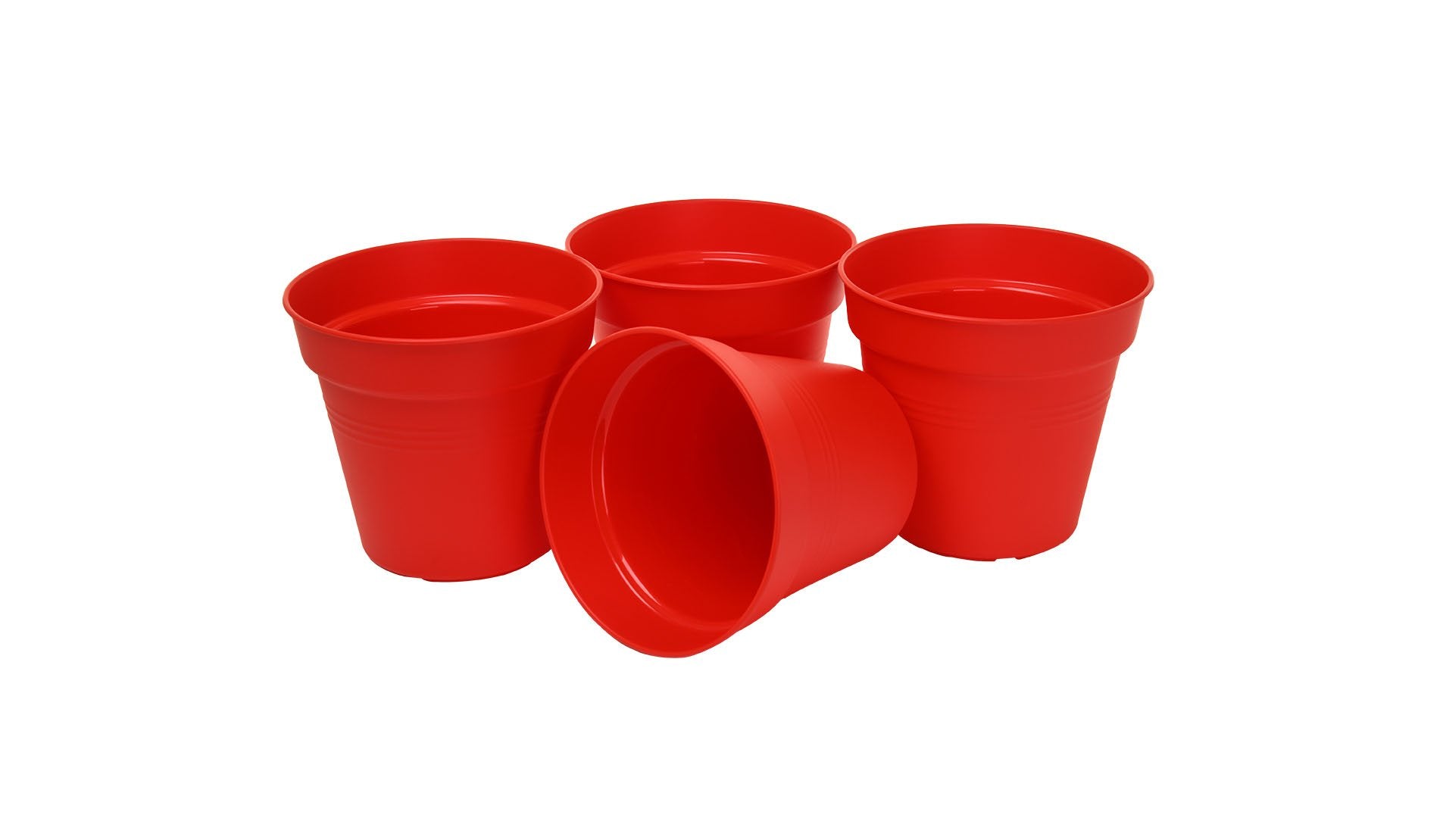 Pots de Jardin Rond avec plat circulaire (13cm, Lot de 4)