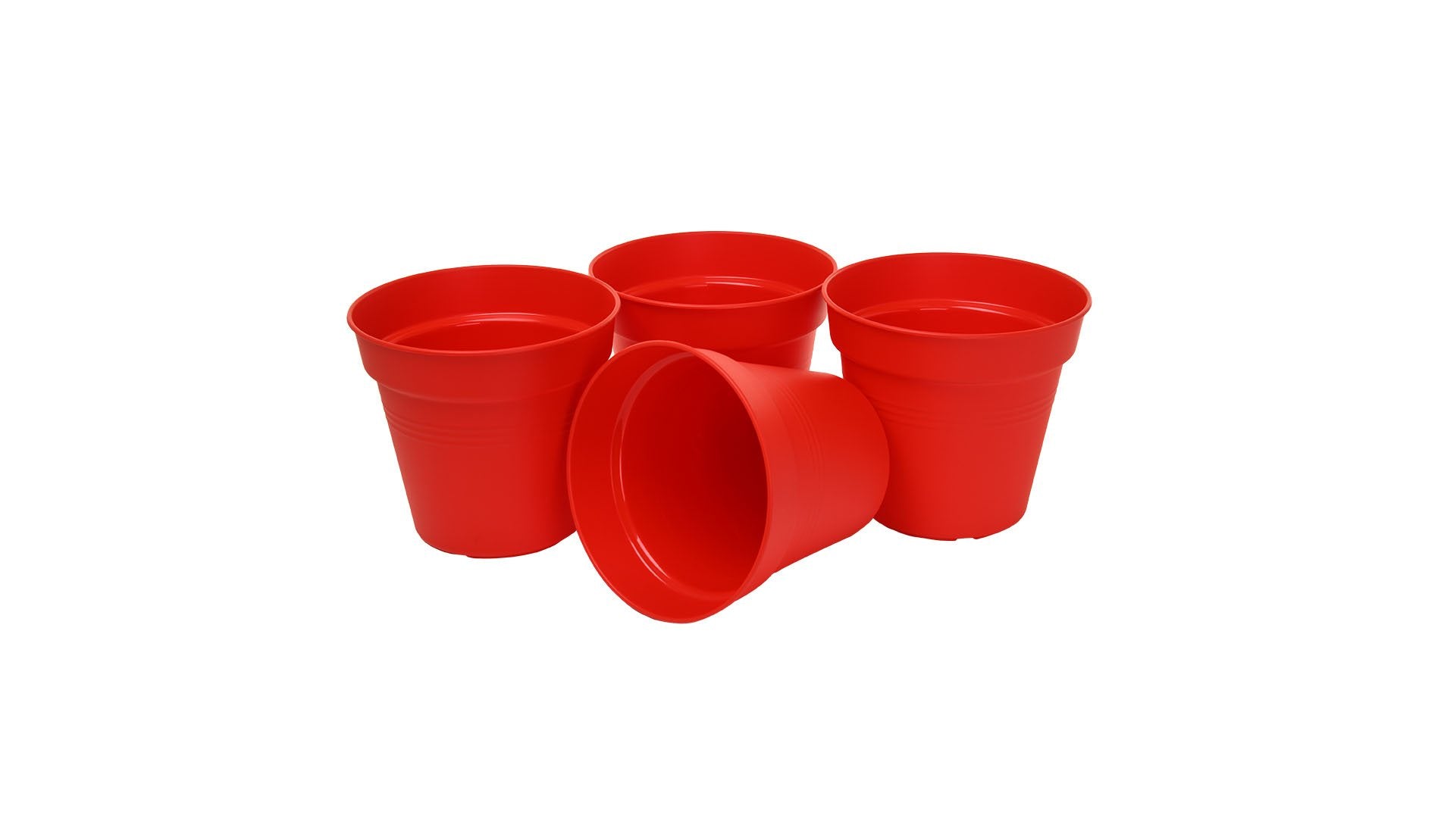 Pots de Jardin Rond avec plat circulaire (11cm, Lot de 4)