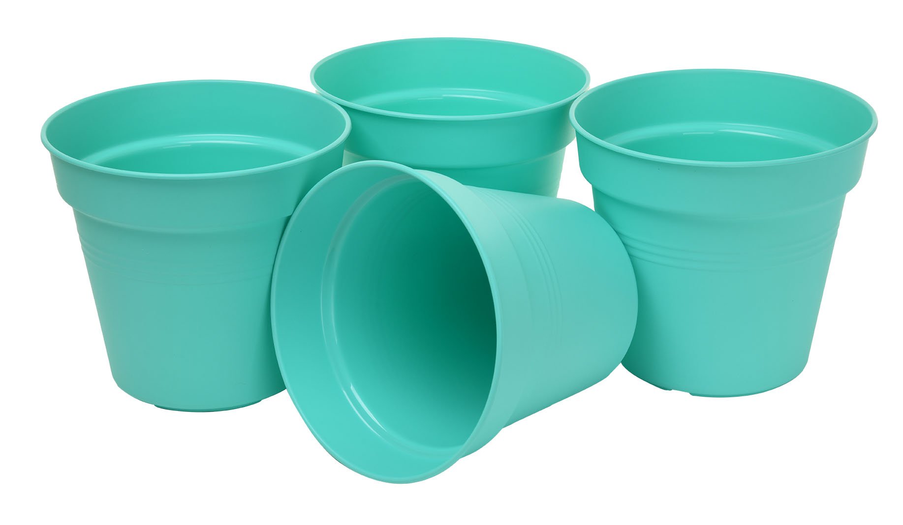 Pots de Jardin Rond avec plat circulaire (19 Cm, Lot de 4)