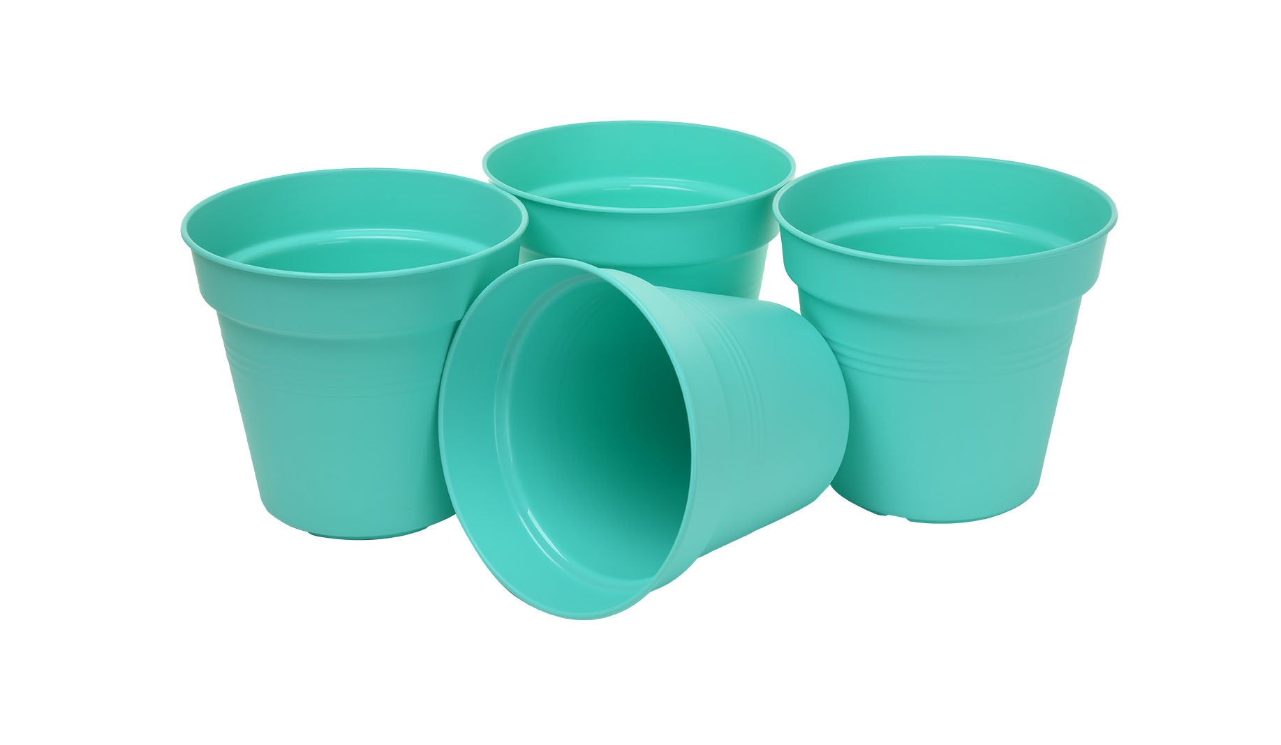 Pots de Jardin Rond avec plat circulaire (15cm, Lot de 4)