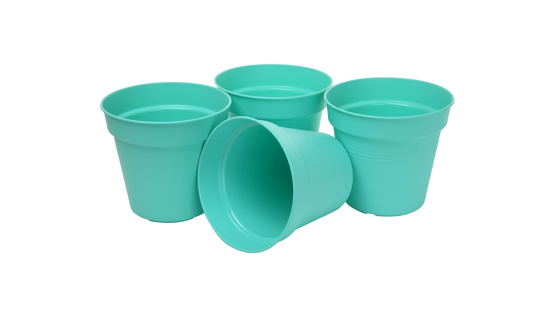 Pots de Jardin Rond avec plat circulaire (13cm, Lot de 4)