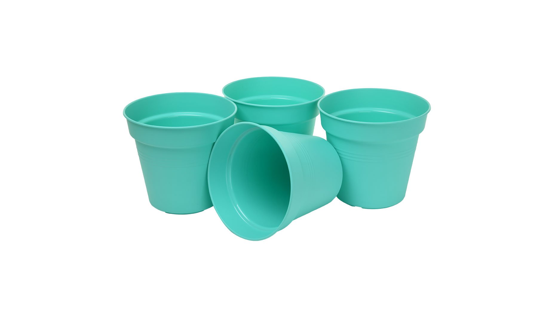 Pots de Jardin Rond avec plat circulaire (11cm, Lot de 4)