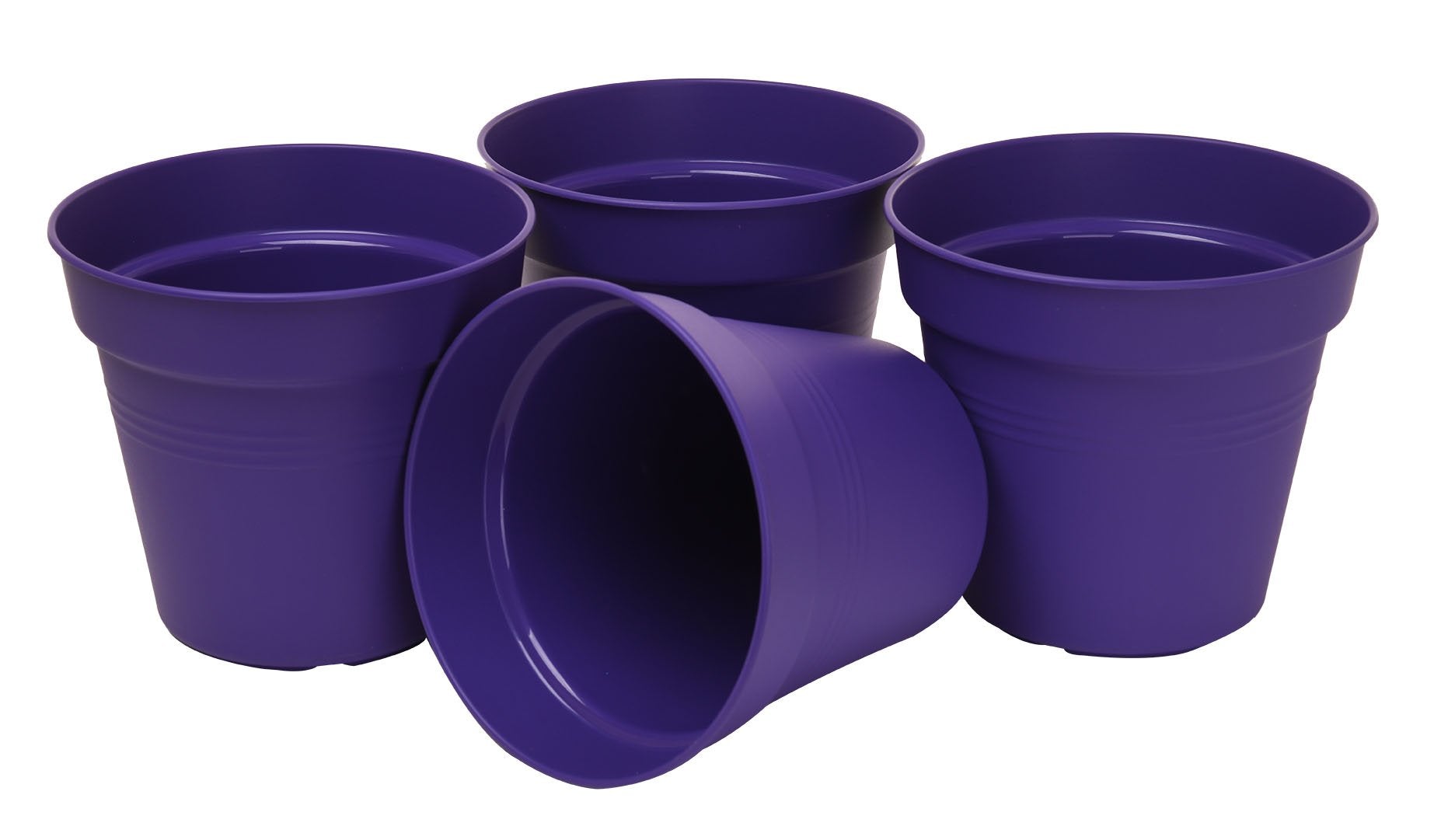 Pots de Jardin Rond avec plat circulaire (19 Cm, Lot de 4)
