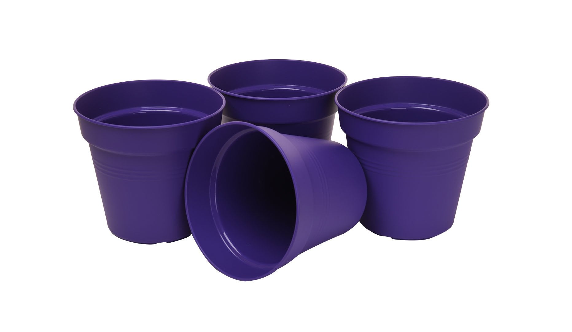 Pots de Jardin Rond avec plat circulaire (17cm, Lot de 4)