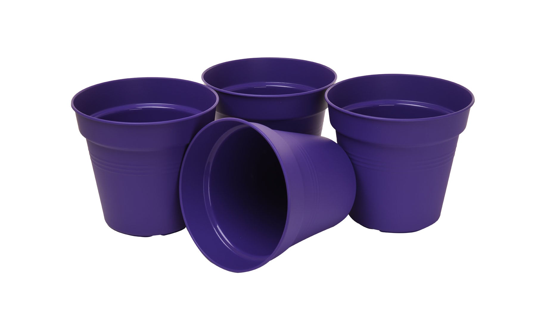 Pots de Jardin Rond avec plat circulaire (15cm, Lot de 4)