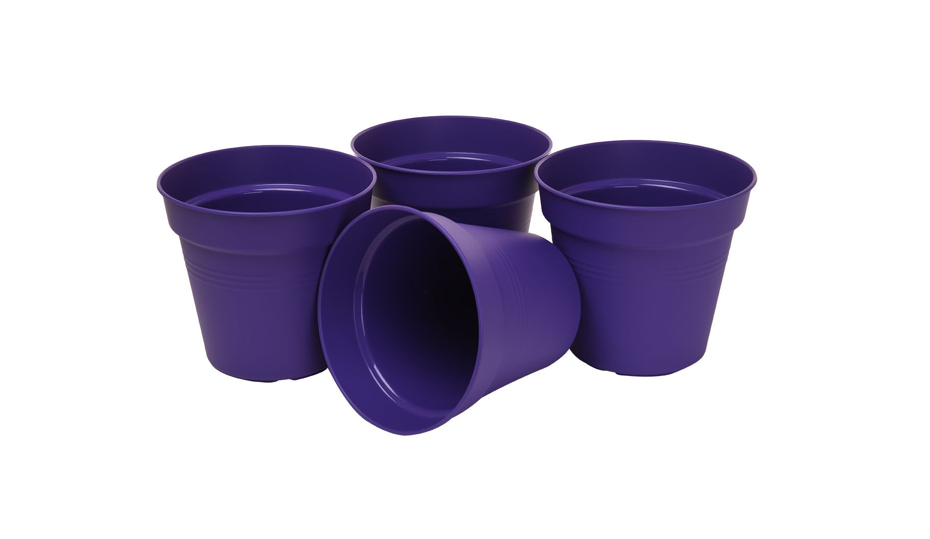 Pots de Jardin Rond avec plat circulaire (13cm, Lot de 4)