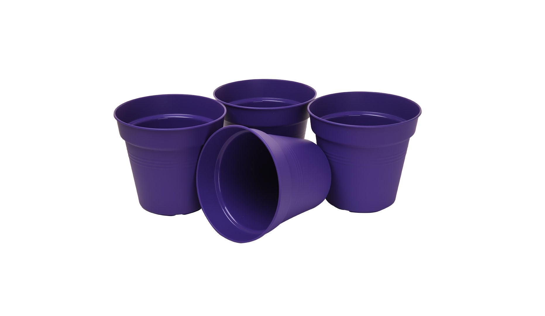 Pots de Jardin Rond avec plat circulaire (11cm, Lot de 4)