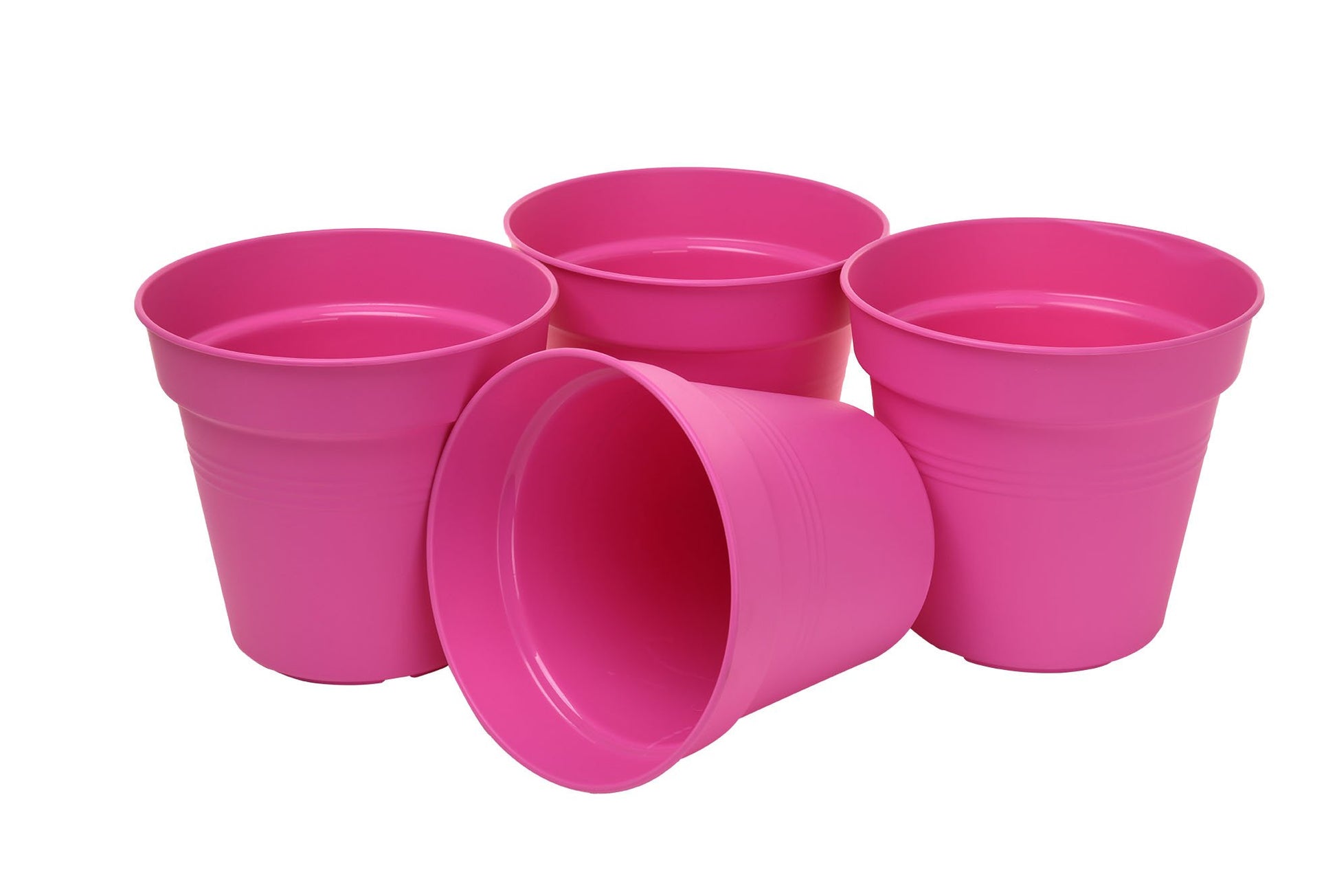 Pots de Jardin Rond avec plat circulaire (19 Cm, Lot de 4)