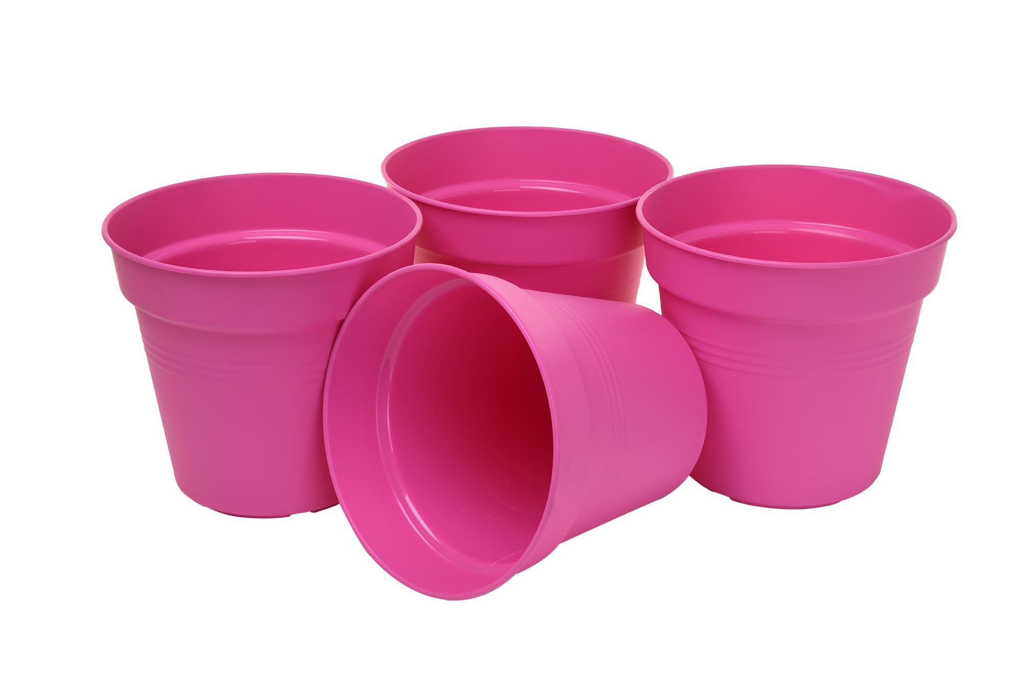 Pots de Jardin Rond avec plat circulaire (19 Cm, Lot de 4)