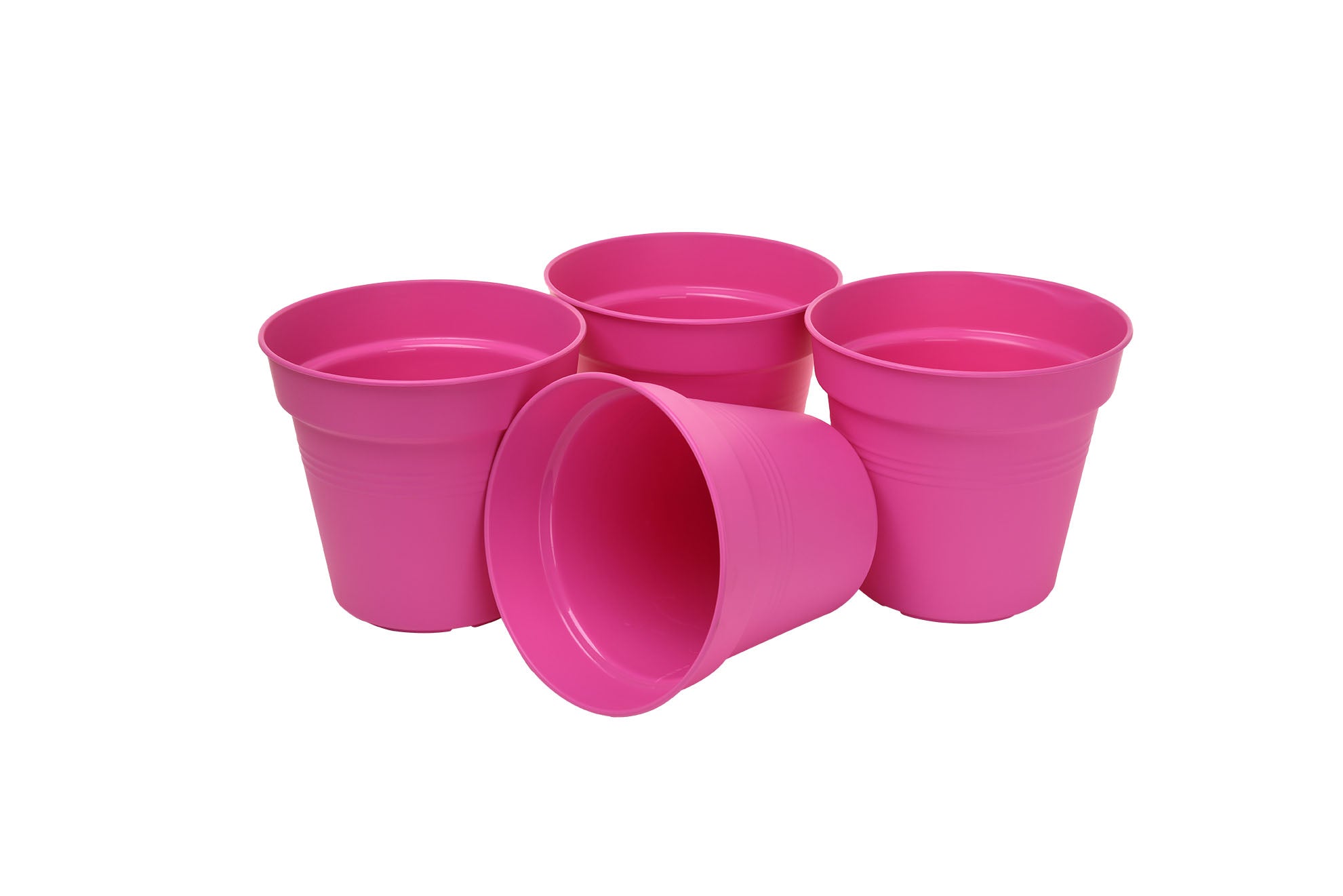Pots de Jardin Rond avec plat circulaire (15cm, Lot de 4)