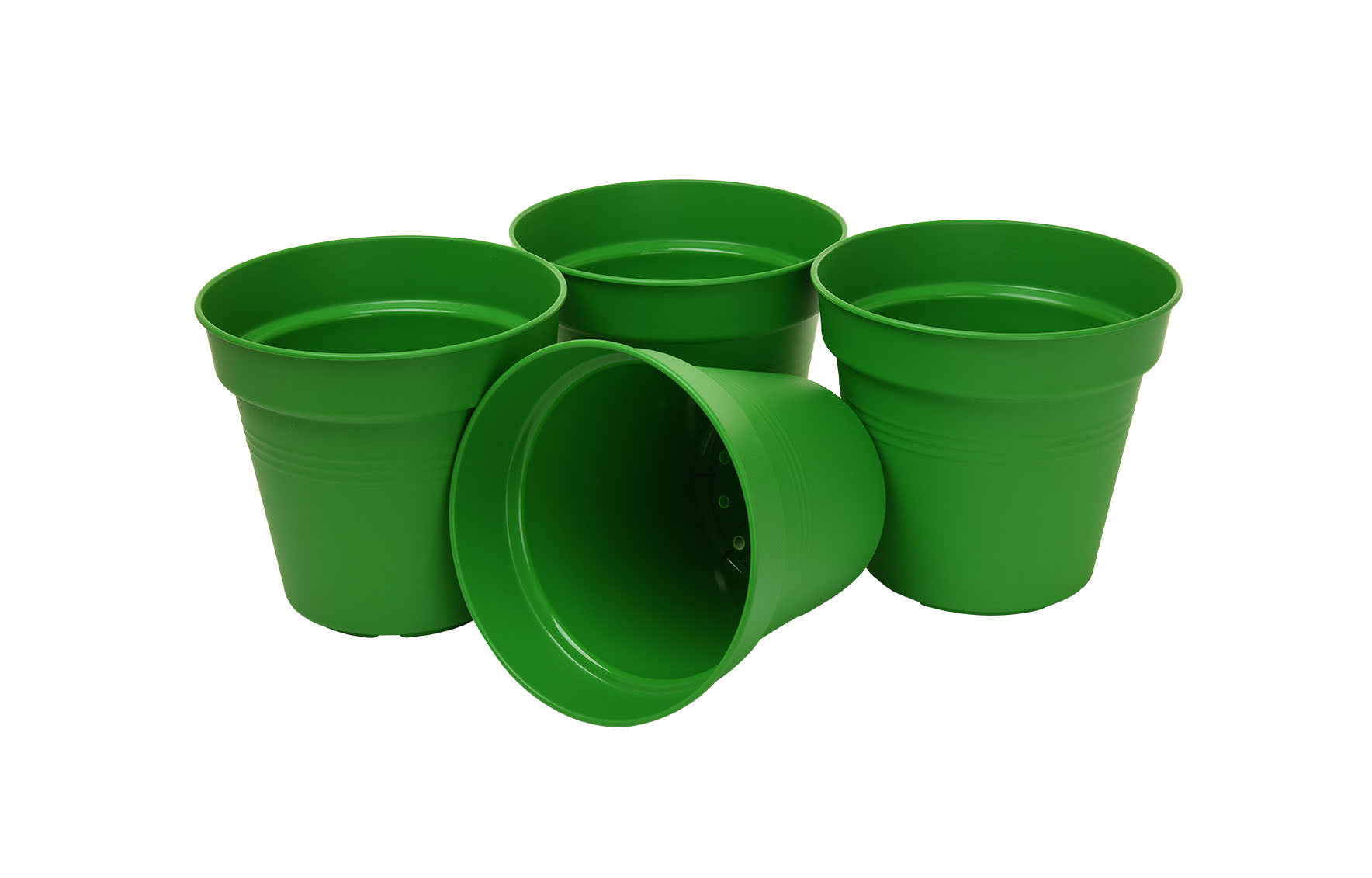 Pots de Jardin Rond avec plat circulaire (15cm, Lot de 4)