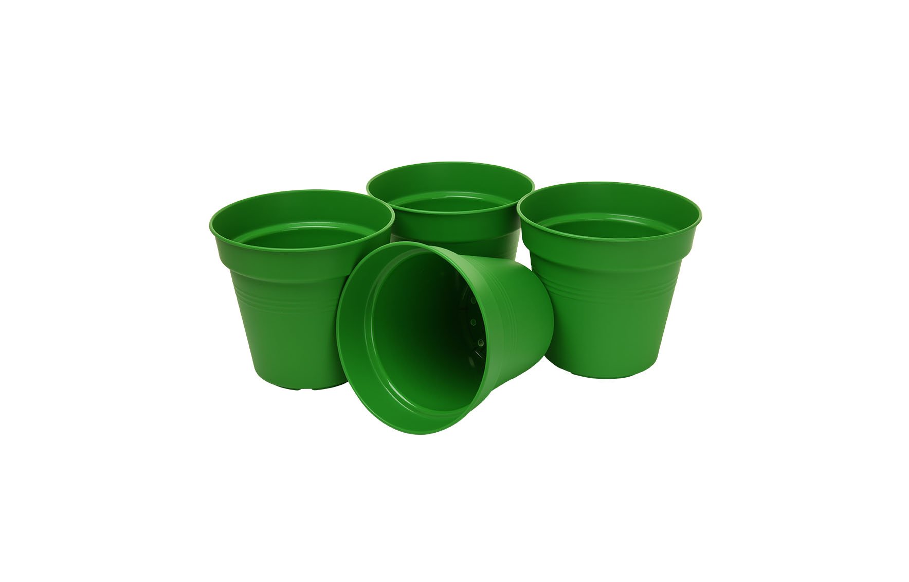 Pots de Jardin Rond avec plat circulaire (11cm, Lot de 4)