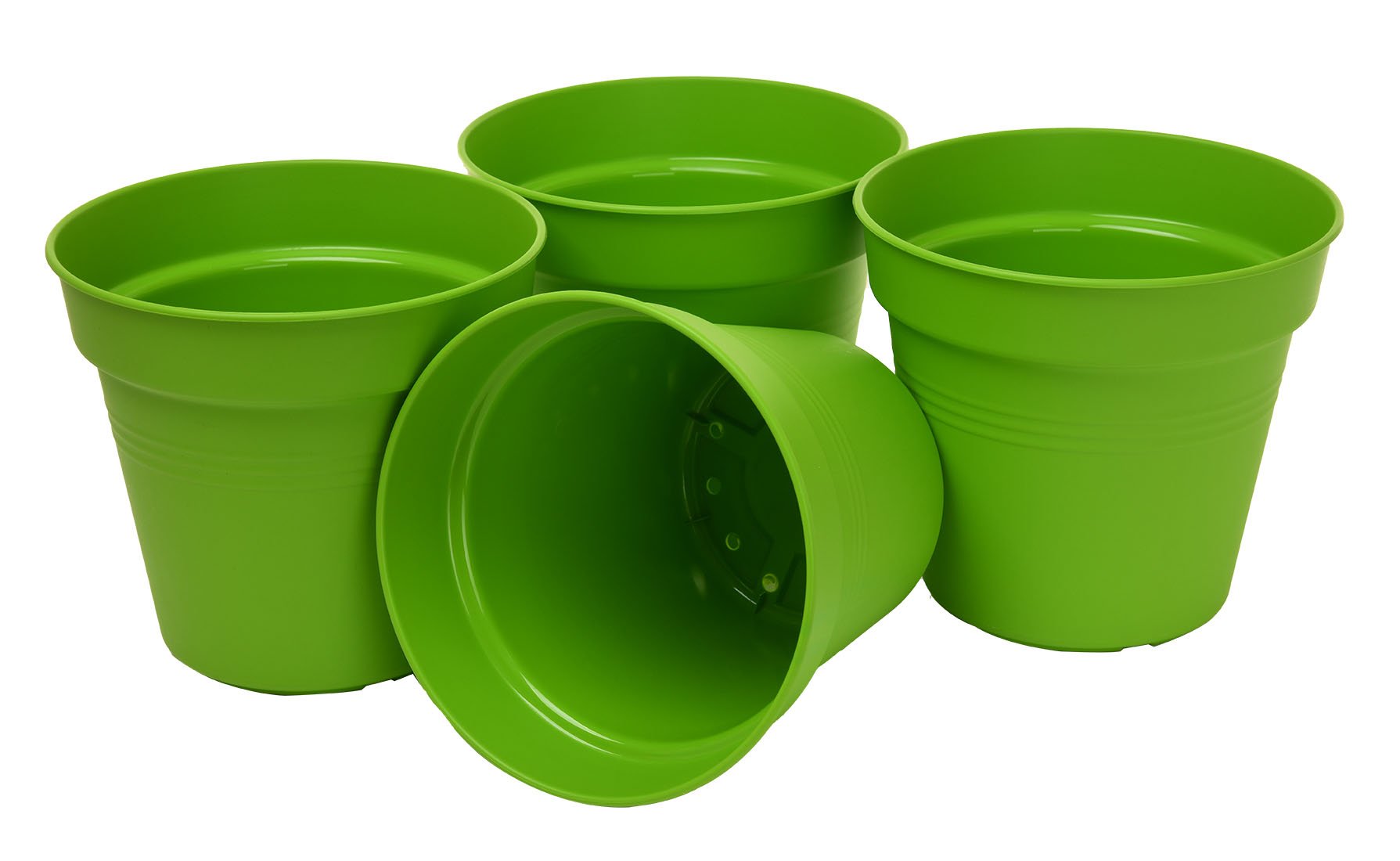 Pots de Jardin Rond avec plat circulaire (19 Cm, Lot de 4)