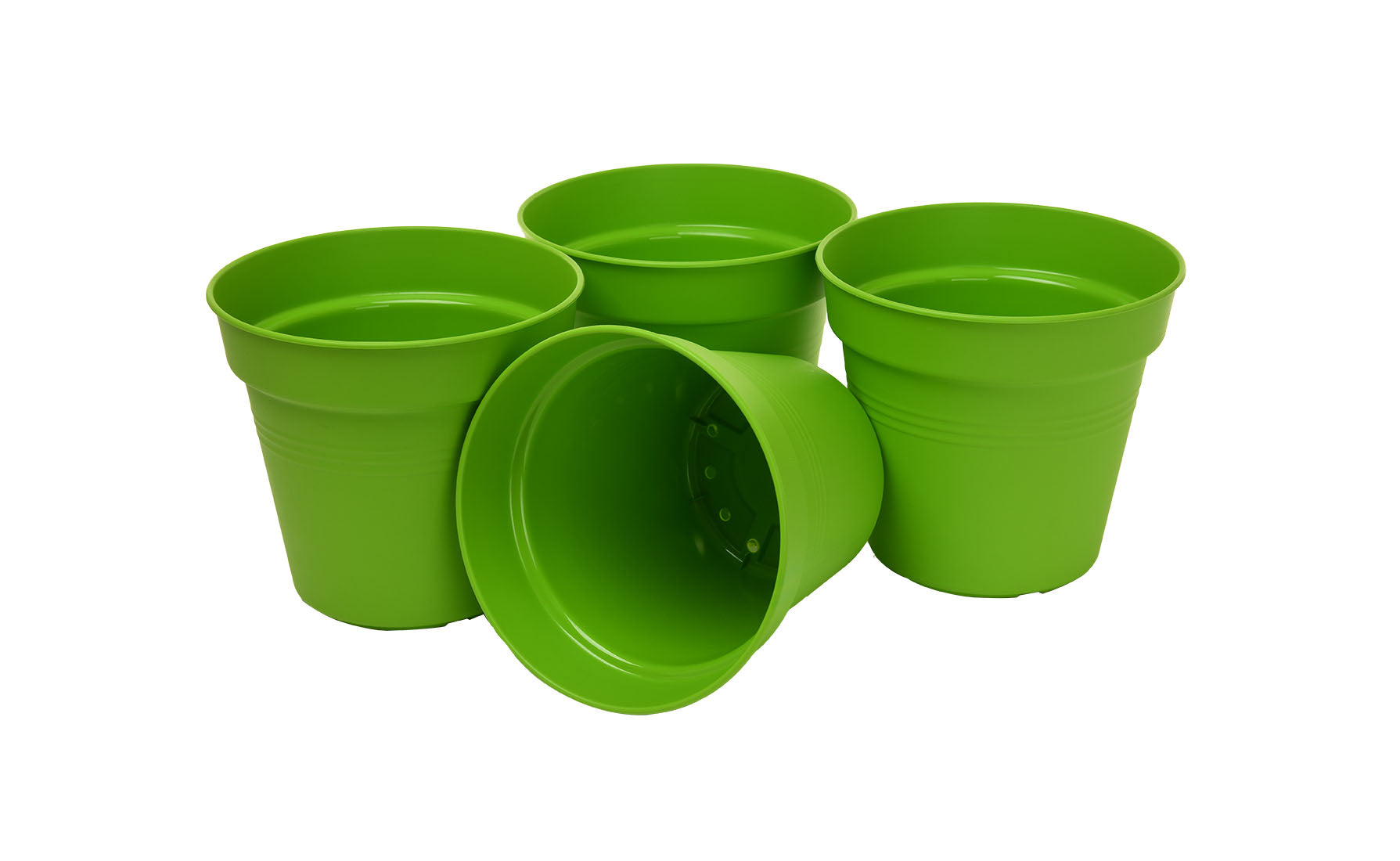 Pots de Jardin Rond avec plat circulaire (15cm, Lot de 4)
