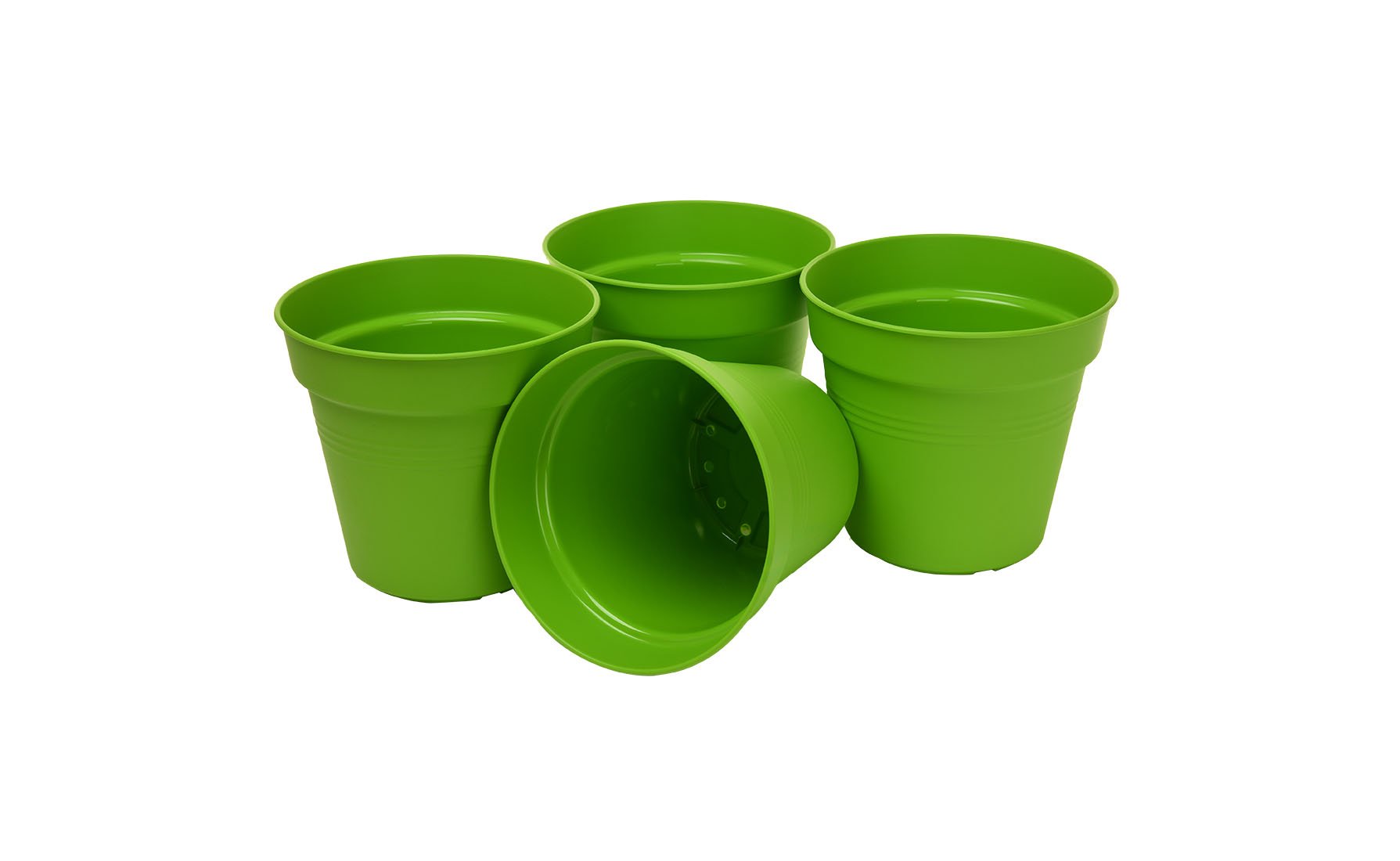 Pots de Jardin Rond avec plat circulaire (13cm, Lot de 4)