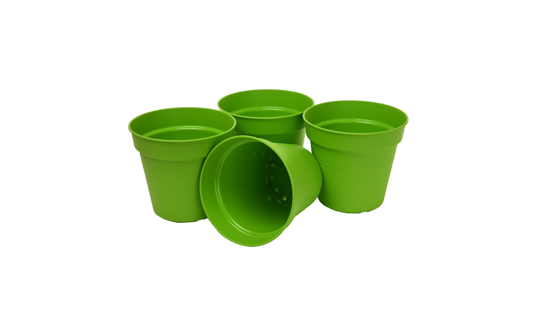 Pots de Jardin Rond avec plat circulaire (11cm, Lot de 4)