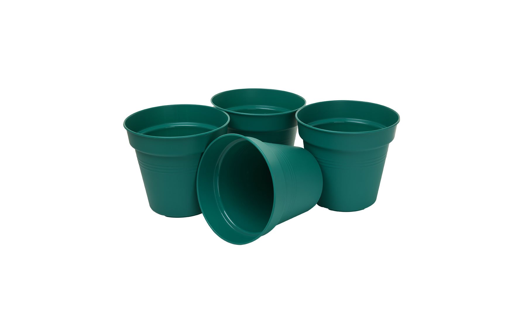 Pots de Jardin Rond avec plat circulaire (11cm, Lot de 4)