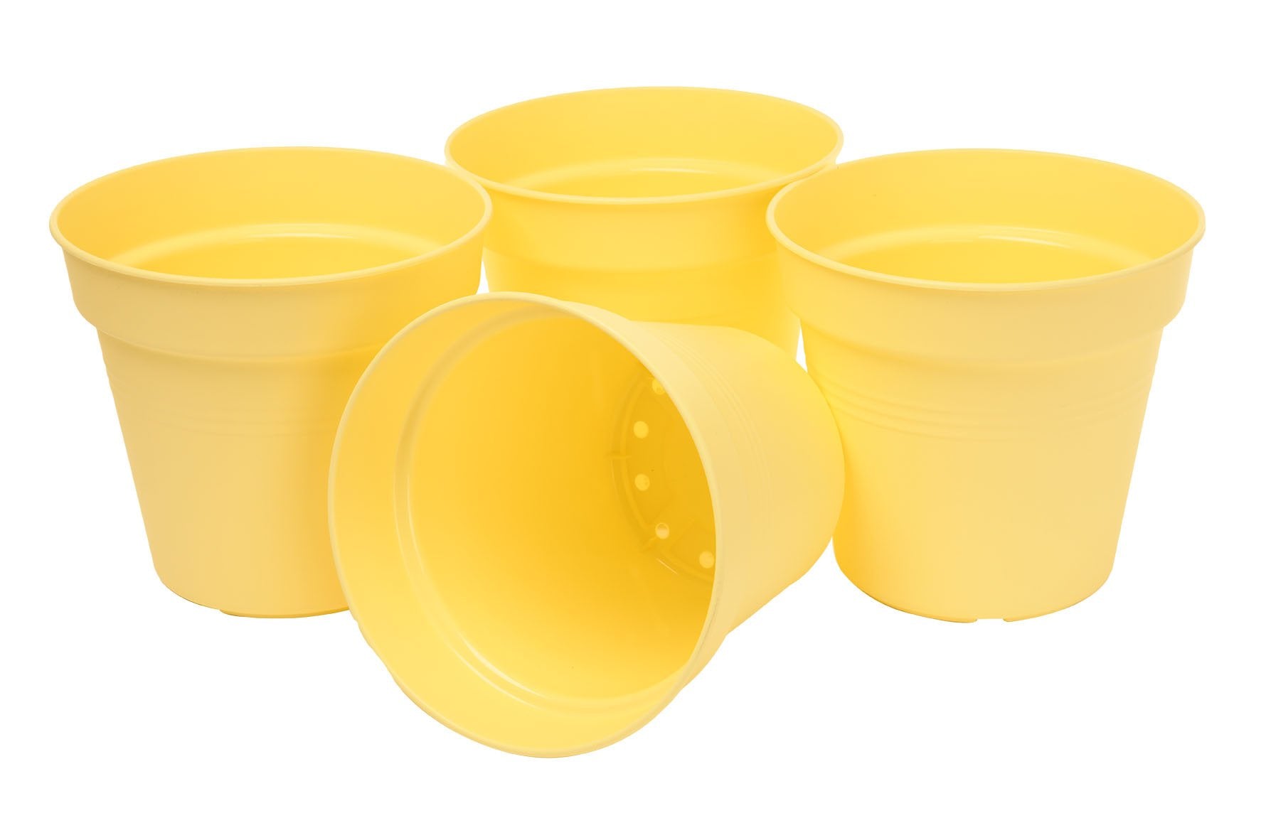 Pots de Jardin Rond avec plat circulaire (19 Cm, Lot de 4)