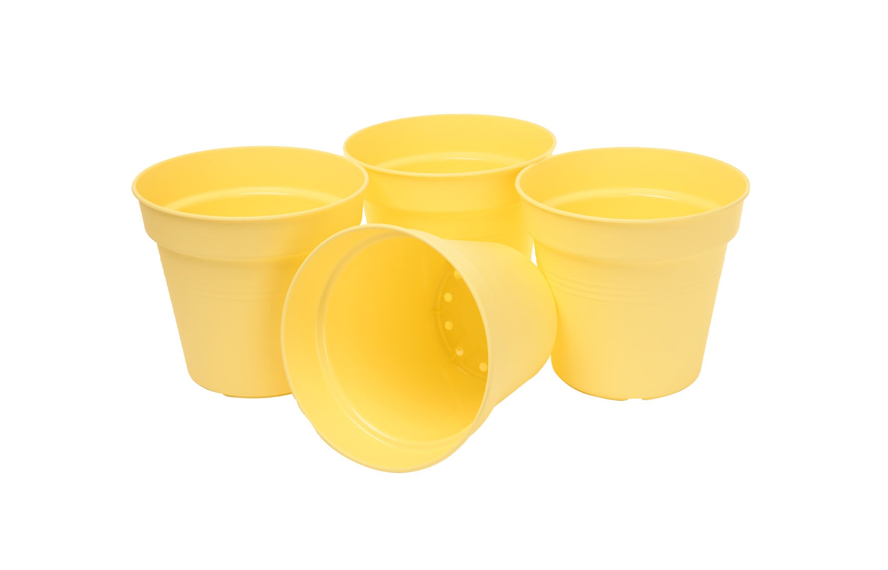 Pots de Jardin Rond avec plat circulaire (15cm, Lot de 4)