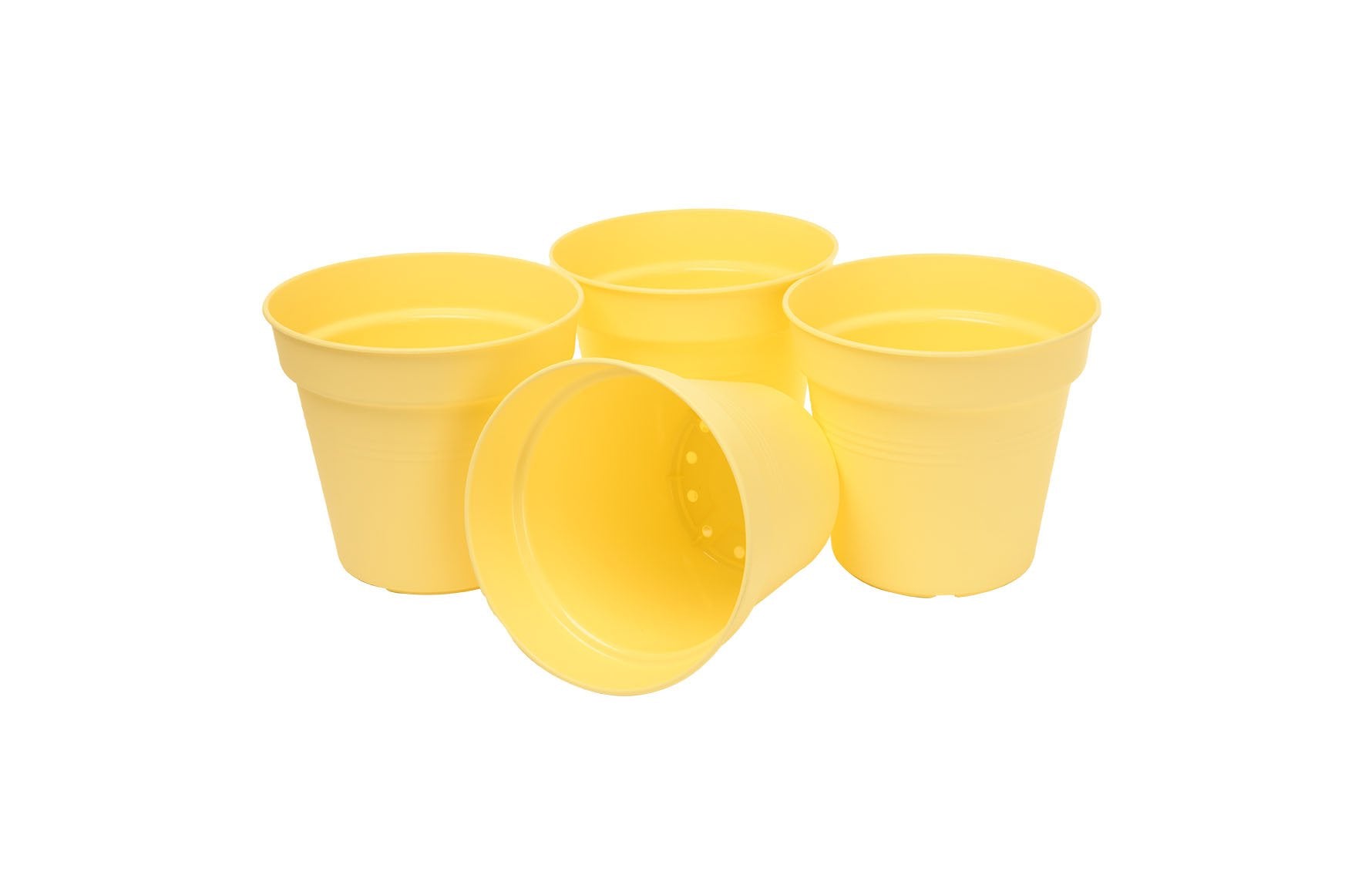 Pots de Jardin Rond avec plat circulaire (13cm, Lot de 4)