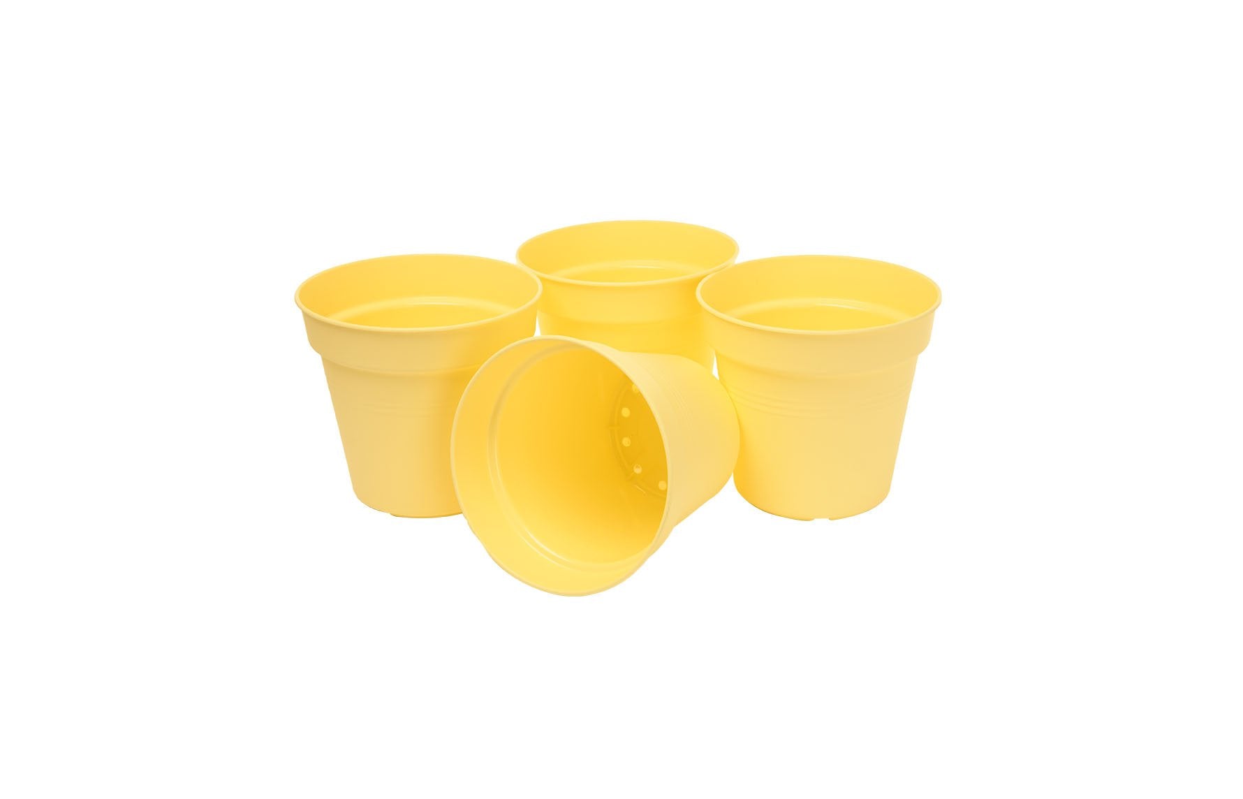 Pots de Jardin Rond avec plat circulaire (11cm, Lot de 4)