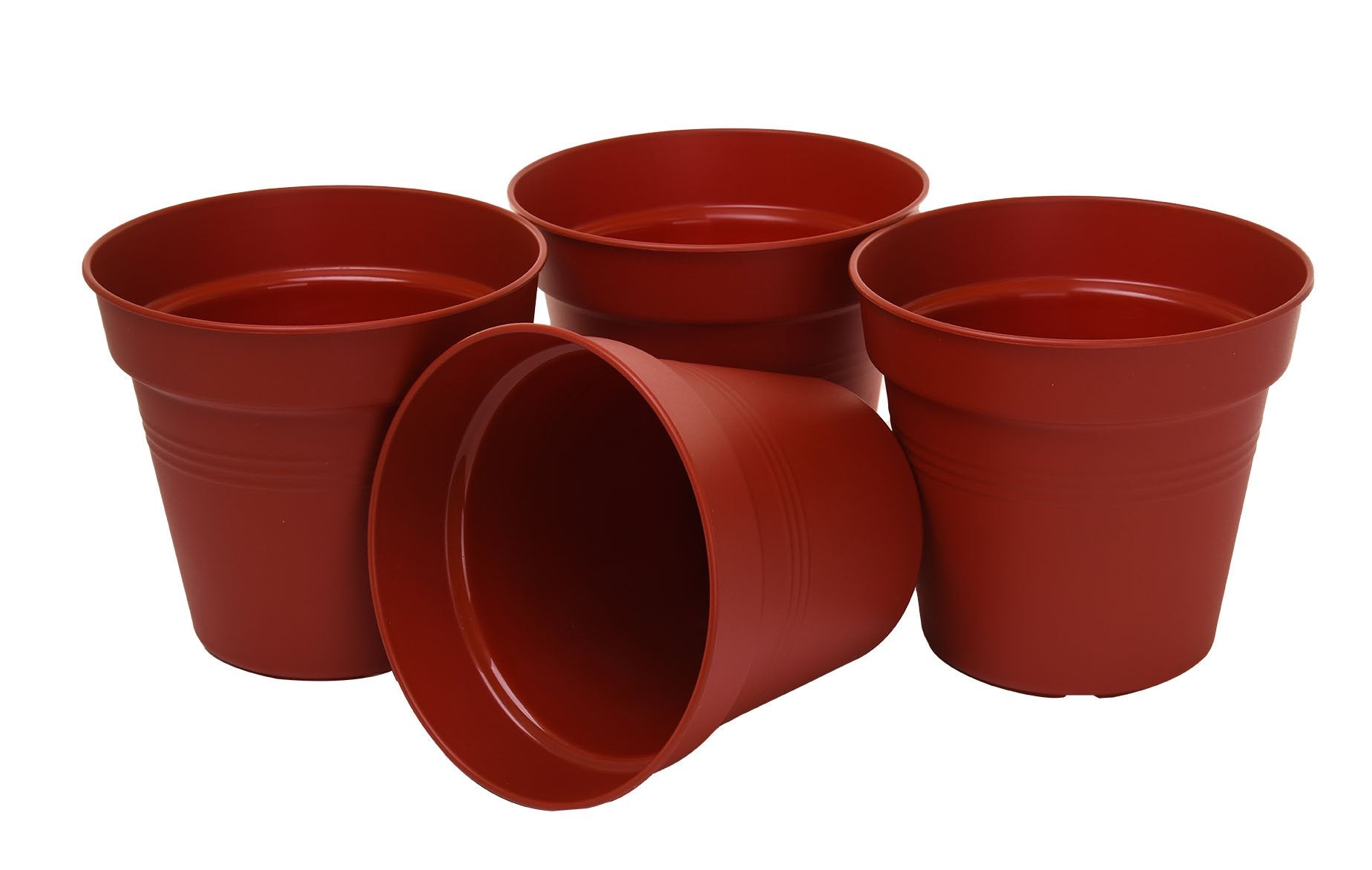Pots de Jardin Rond avec plat circulaire (19 Cm, Lot de 4)