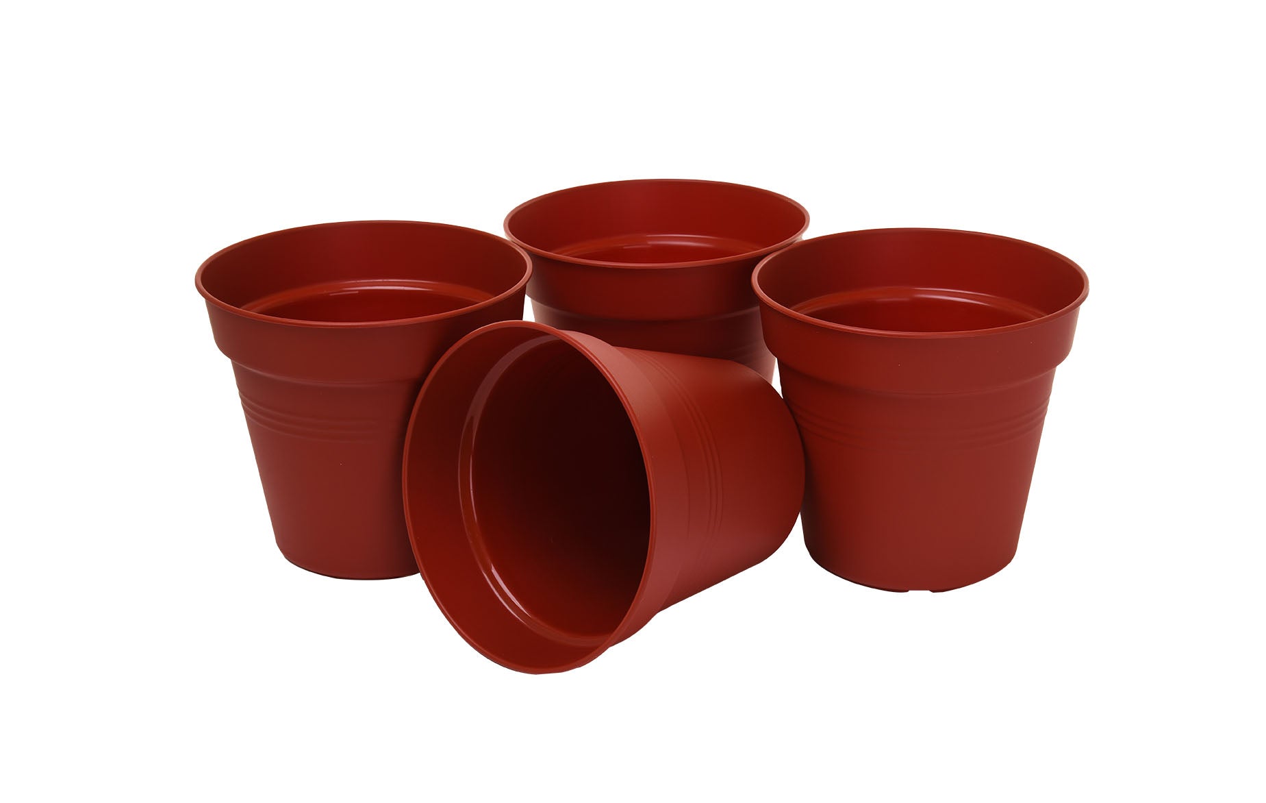 Pots de Jardin Rond avec plat circulaire (15cm, Lot de 4)