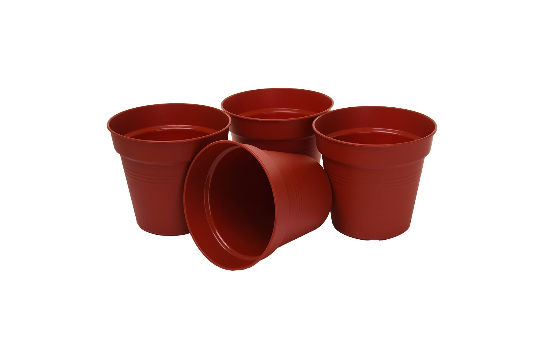 Pots de Jardin Rond avec plat circulaire (13cm, Lot de 4)