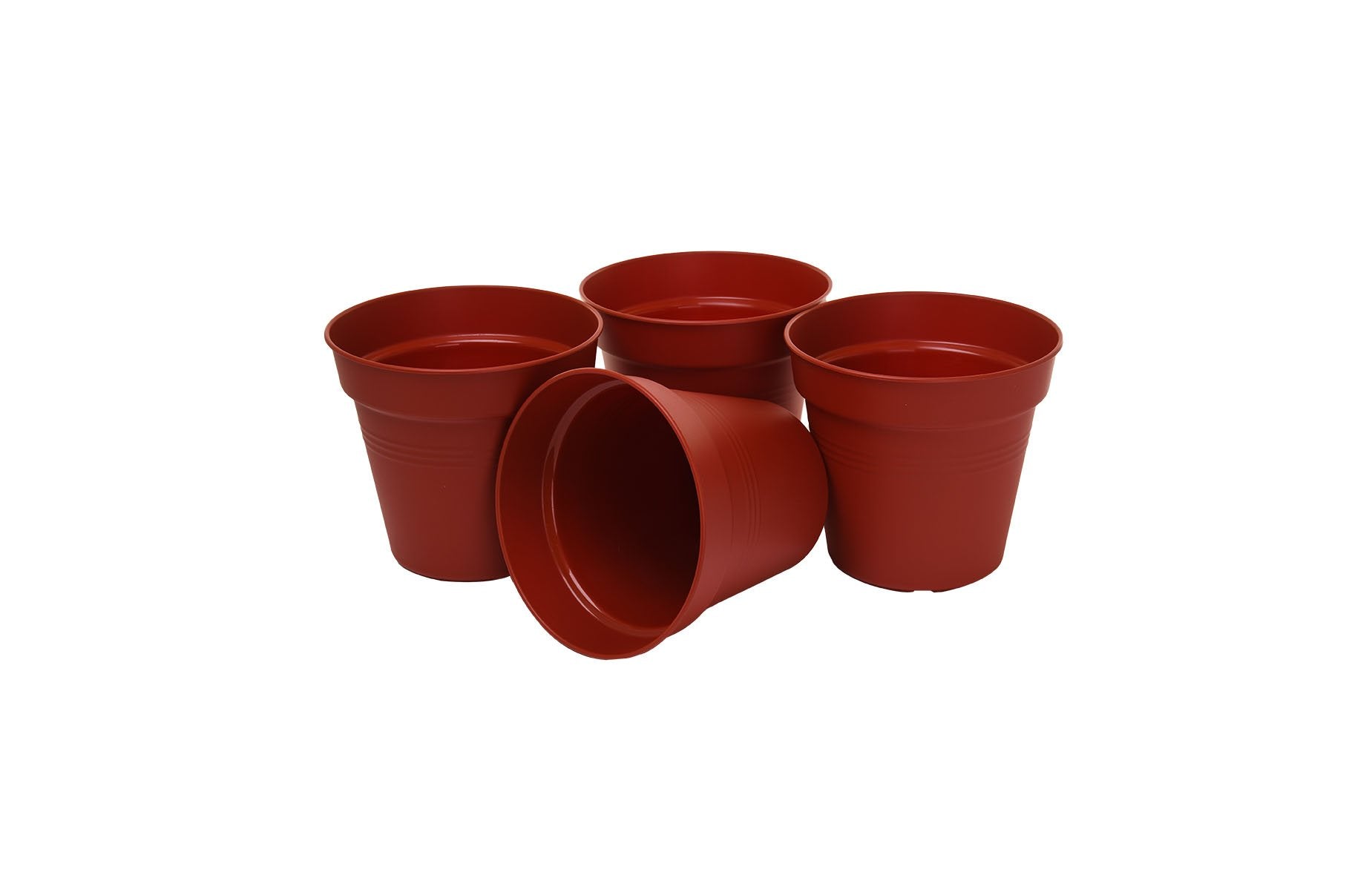 Pots de Jardin Rond avec plat circulaire (11cm, Lot de 4)