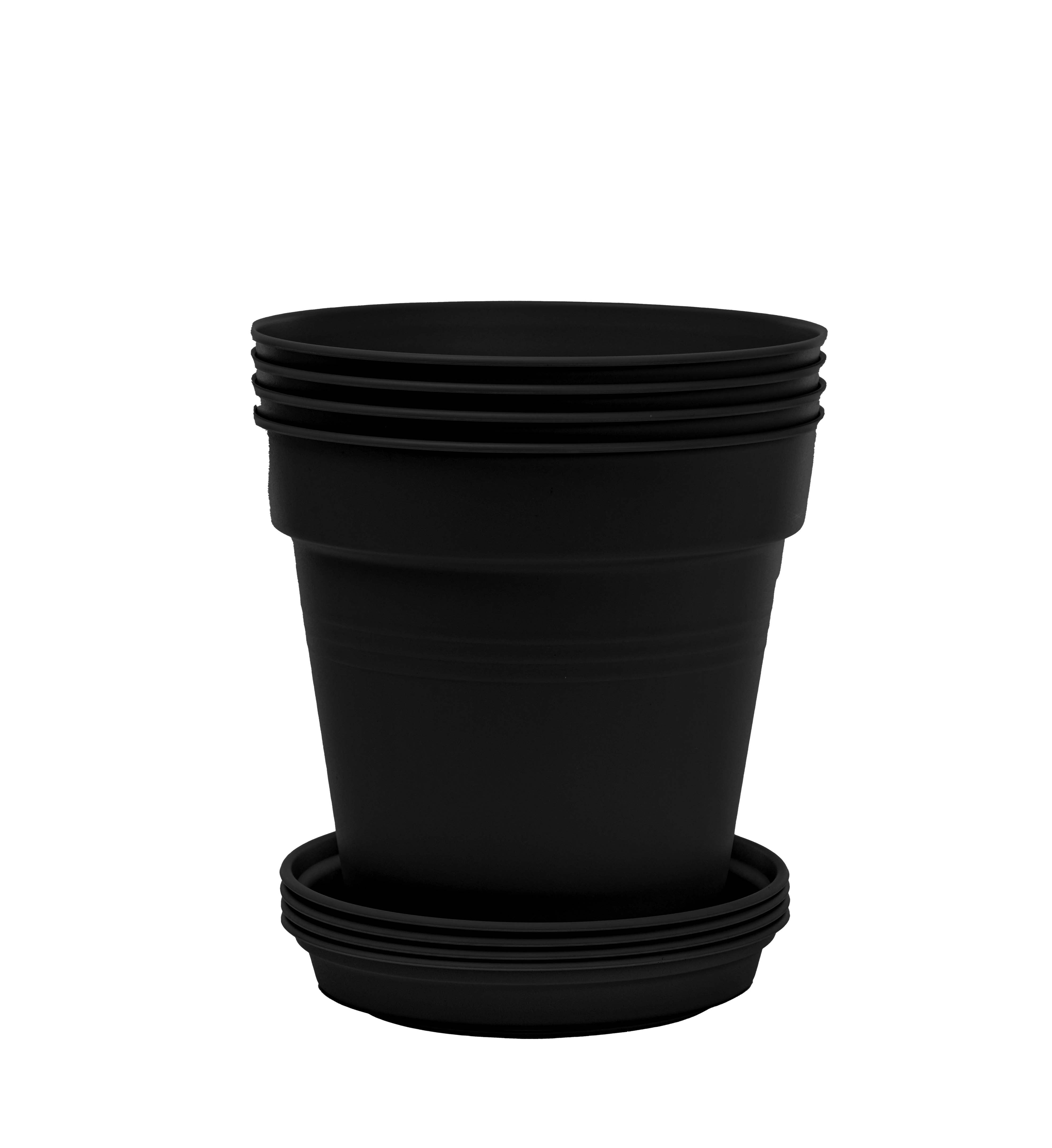 Pots de Jardin Rond avec plat circulaire (15cm, Lot de 4)