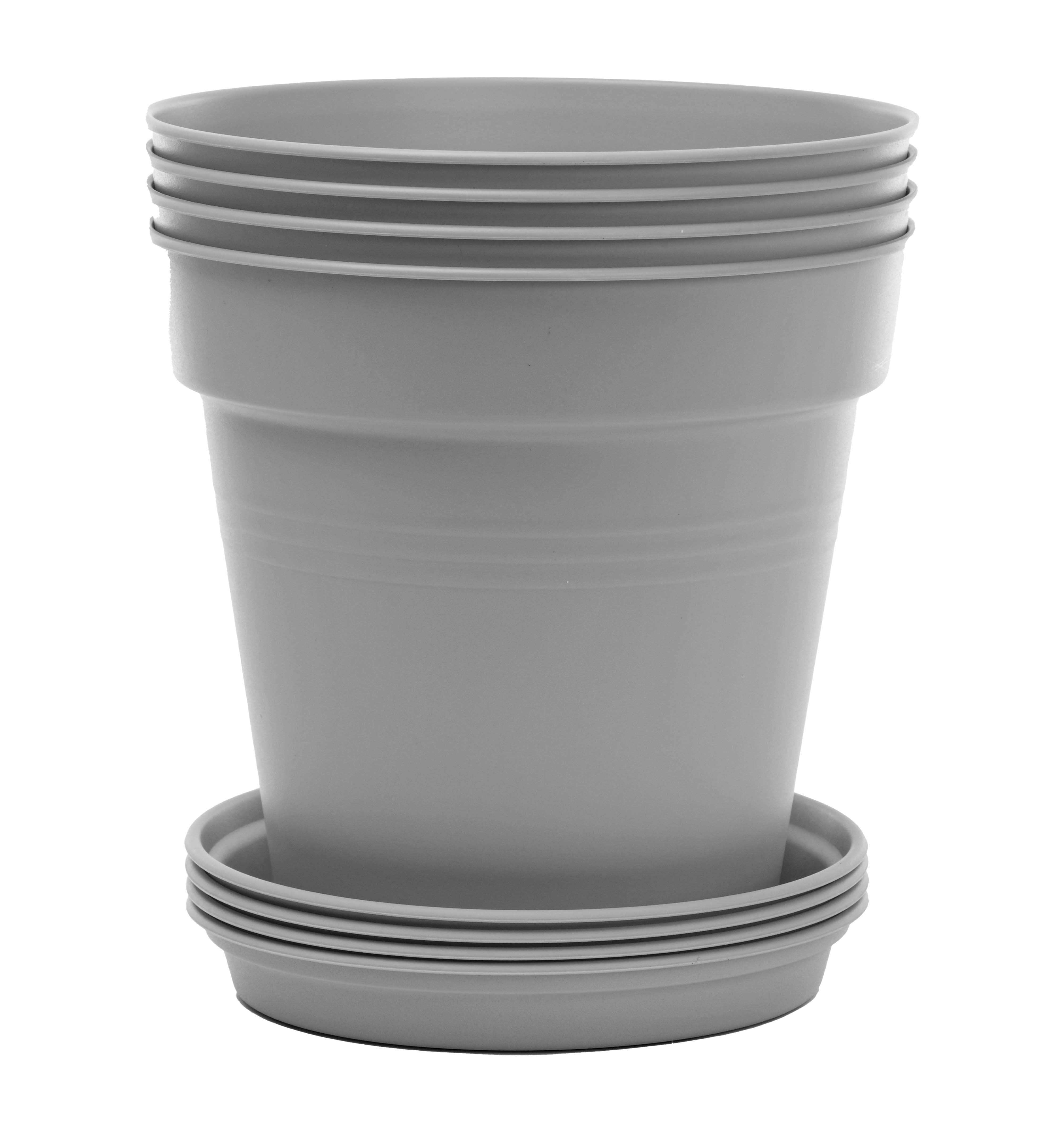 Pots de Jardin Rond avec plat circulaire (19 Cm, Lot de 4)